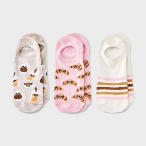 Women's Coffee & Croissants 3pk Liner Socks - Oatmeal Heather/Ivory/Pink 4-10 - 1 of 3
