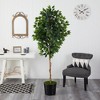 Nearly Natural 74-in Ficus Artificial tree in Black Tin Planter - 3 of 4