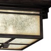Franklin Iron Works Mission Flush Mount Outdoor Ceiling Light Fixture Walnut Bronze 15" Frosted Cream Glass Damp Rated for Exterior House - 3 of 4