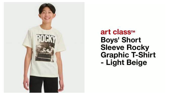 Boys' Short Sleeve Rocky Graphic T-Shirt - art class™ Light Beige, 2 of 5, play video