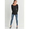 Hello Miz Women's Causal Boat Neck Long Sleeve Ruched Maternity Top - 4 of 4