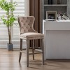 WestinTrends 29" Tufted Upholstered Velvet Bar Stool with Metal Footrest (Set of 2) - 2 of 4
