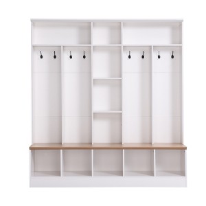 CLIHOME Wide Design Hall Tree with Storage Bench, Minimalist Shoe Cabinet with Cube Storage & Shelves - 1 of 4