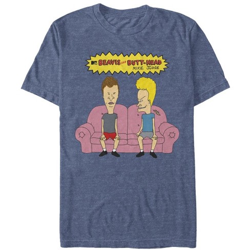 Men's Beavis and Butt-Head Couch Logo T-Shirt - Navy Blue Heather - Small