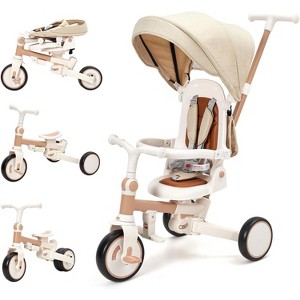 7-in-1 Foldable Baby Tricycle with Adjustable Parent Handle,Toddler Trike with Safety Harness - 1 of 4