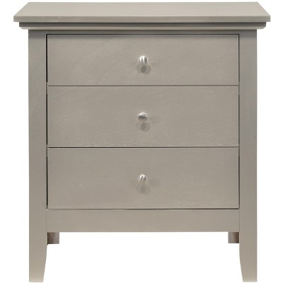Hammond Silver Champagne 26" Wood 3-Drawer Nightstand