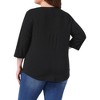 Agnes Orinda Women's Plus Size Crochet Lace Detail Curvy Hem 3/4 Sleeve Solid Casual Tunic Tops - 4 of 4