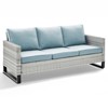POCASSY 74.4" Outdoor Wicker Couch with Metal Armrest, 3-Seater Couch with Square Armrest Patio Furniture Sofa for Porch Balcony - 3 of 4