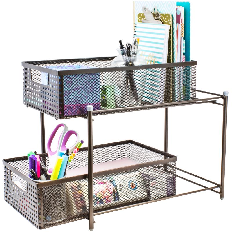 Sorbus 2 Tier Organizer Baskets with Mesh Sliding Drawers Bronze, 5 of 7
