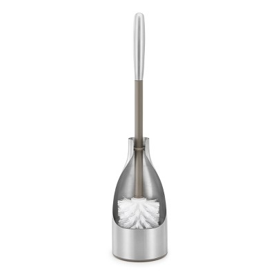 Sleek Silver Stainless Steel Toilet Brush Holder