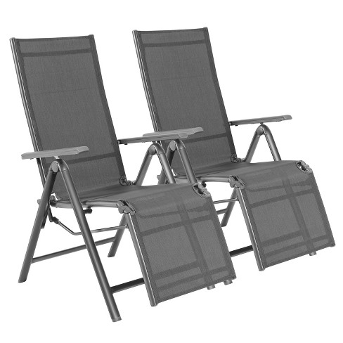 Costway 2pcs Patio Folding Chairs Back Adjustable Reclining Padded Garden  Furniture : Target