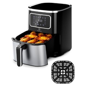 Kitchen Elite Digital Air Fryer Oven, Compact Cooker with 6 Presets and Nonstick Basket for Fast Cooking and Easy Cleanup, 5.28 Quart, Stainless Steel - 1 of 4