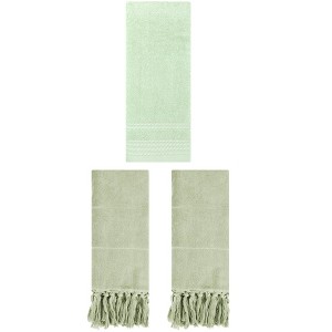 REGALWOVEN 3 Packs Striped and Tassels Hand Towels for Bathroom 14" x 30" - 1 of 4