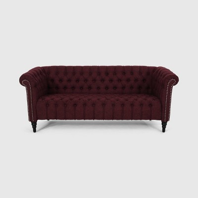 Barneyville Traditional Chesterfield Sofa Wine - Christopher Knight ...