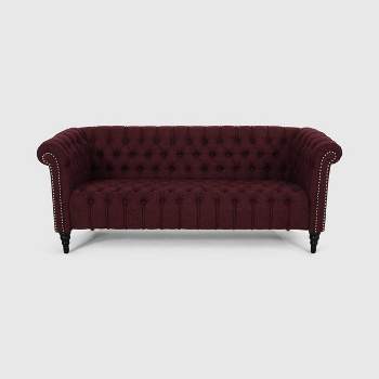 Barneyville Traditional Chesterfield Sofa Wine - Christopher Knight Home