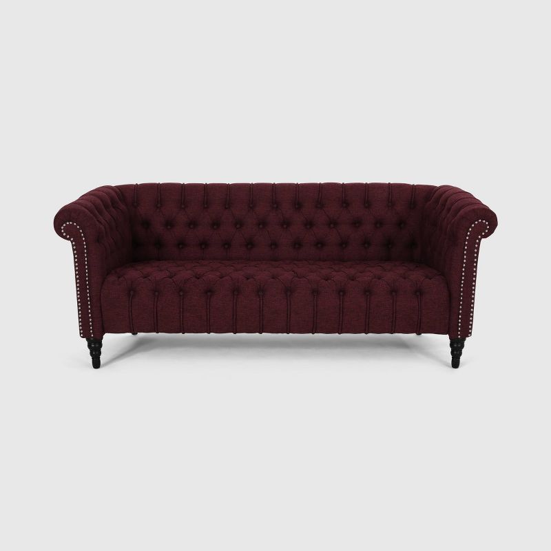 Barneyville Traditional Chesterfield Sofa Wine - Christopher Knight Home, 1 of 9