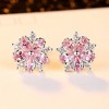 14K White Gold Pink Sapphire Flower Earrings - 3 of 4