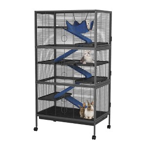 Mink Cage, 6-Tier Ferret Hutch with Fleece Ramp & Hammock, Heavy-Duty Wrought Iron Enclosure for Chinchilla, Rabbit, Sugar Glider, Squirrel - 1 of 4