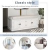 Multifunctional Storage Bench W/4 Doors, Adjustable Shelves, Shoe Bench With Removable Cushion, Entryway Ottoman Sitting Bench For Entryway, Bedroom - 3 of 4