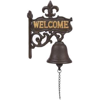 Juvale Cast Iron Bell, Welcome Entry Door Bell, Antique Doorbell Decoration, Black, 6.7 x 8.9 x 0.8 in