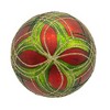 Kurt Adler 80MM Glass Matte Red and Green Striped Ball Ornaments, 6-Piece Set - 4 of 4