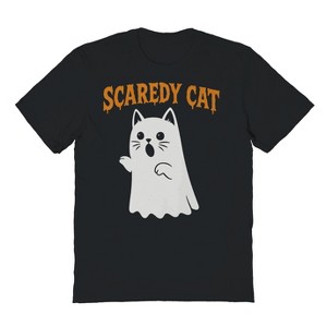 Rerun Island Men Scaredy Cat Ghost Short Sleeve Graphic Cotton T-Shirt - 1 of 4