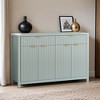 Modern Wave-Pattern Sideboard Cabinet with 2 Drawers and 4 Doors, 3-Level Adjustable Shelves, Aluminum Arc Handles - Leovsnove - 2 of 4