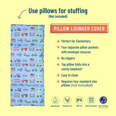 Trains, Planes & Trucks Blue Cotton Polyester Kids Floor Pillow Lounger