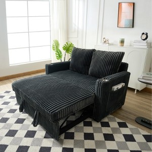KWPZQEB 53" Folding Convertible Sofa Bed, Pullout Sofa, Cushioned Recliner Sofa Bed with USB Ports & Side Pocket, Corduroy Loveseat for Living Room - 1 of 4