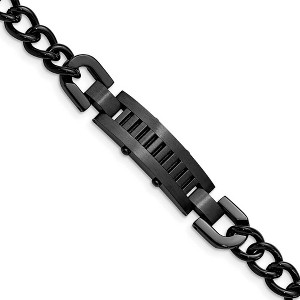 Black Bow Jewelry Men's 11mm Black Plated Stainless Steel I.D. Bracelet, 8.25 Inch - 1 of 4