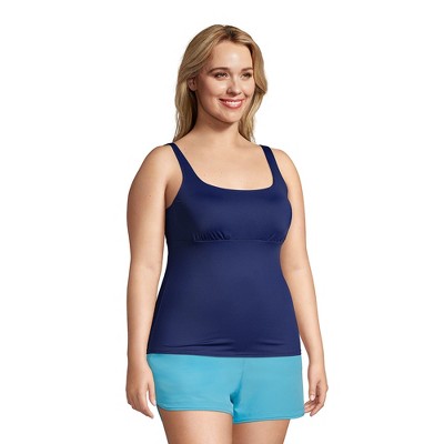 Lands' End Women's Plus Size Mastectomy Chlorine Resistant Square Neck ...