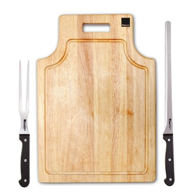 Ronco Carving Board Set, With Drip Catch Stainless Steel Carving Knife and Fork