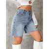 Womens Bermuda Demin Shorts High Rise Ripped Boxy Denim Shorts Wide Leg Denim Bermuda Shorts Denim Ripped Fringe Shorts - 4 of 4