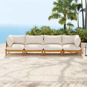 Scott Living Sacova Outdoor Acacia Wood 4-Seater Sofa, Teak Finish Frame with Beige Cushion - 1 of 4
