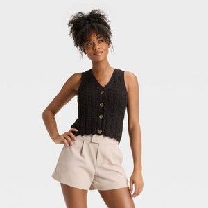 Women's Pointelle Lady Vest - A New Day™ - 1 of 3