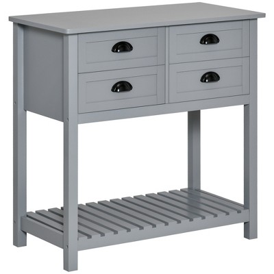 HOMCOM Sideboard Buffet Cabinet, Storage Serving Console Table with 4 Drawers and Slatted Bottom Shelf for Kitchen, Living Room