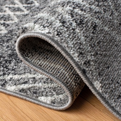 Charcoal Ivory Synthetic Easy Care Runner Rug 2'3" x 6'