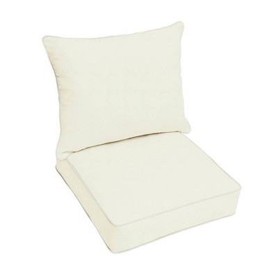 Deana Indoor/Outdoor Sunbrella Seat/Back Cushion Set Birch Lane Fabric: Beige Stripe Sunbrella , Size: 25 W x 25 D