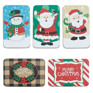 Juvale 5 Pack Christmas Gift Card Holders with Lids, Decorative Tin Boxes for Stocking Stuffers, 4.9 x 3.2 x 0.8 In - 1 of 4