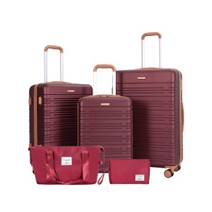 Whisen 5-Piece Set Luggage Sets ABS Lightweight Suitcase with Travel Bag, Toiletry Bag, TSA Lock and Rotating Wheels - 1 of 4