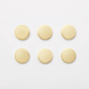 6pk Round Metal Soft Gold Magnets - Threshold™: Fridge & Refrigerator Decor, 1.25" Diameter, 2lb Pull Capacity - 1 of 3