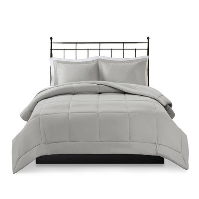 King Gray Microfiber Down Alternative Comforter Set
