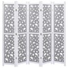 vidaXL 5-Panel Room Divider, Solid Paulownia Wood, Stylish Hollow Design, Freestanding Room Partition or Decoration in Gray - 2 of 4