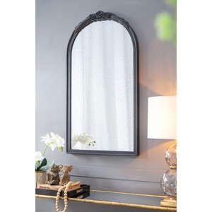 Okak 23*42/28*53IN Wooden Wall Mirror, Arched Full Length Mirror with Decorated Carving, Full Body Mirror for Living Room, Bedroom - 1 of 4