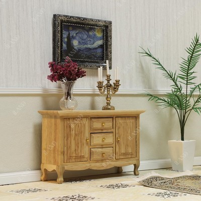 Etokfoks 7pcs Wooden Dollhouse Living Room Furniture Set Includes Sofa Coffee Table Cabinets Console Table for 3-6 Inch Dolls — фото 3