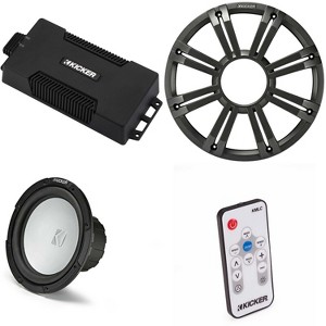 Kicker 48PXA6001 Weatherproof Powersport Mono Amp & 10" 2 Ohm Marine Subwoofer ( Charcoal Grill ) Includes LED Remote - 1 of 4