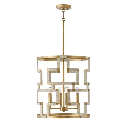 Capital Lighting Hala 4 - Light Chandelier in  Bleached Natural Jute/Patinaed Brass