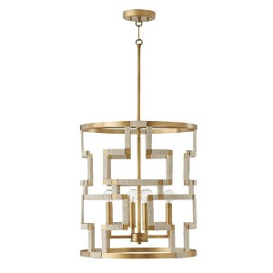 Capital Lighting Hala 4 - Light Chandelier in  Bleached Natural Jute/Patinaed Brass - 1 of 4