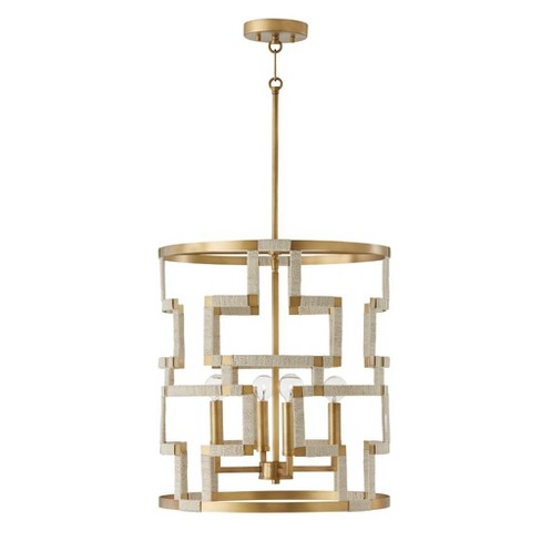 Capital Lighting Hala 4 - Light Chandelier in  Bleached Natural Jute/Patinaed Brass - image 1 of 3