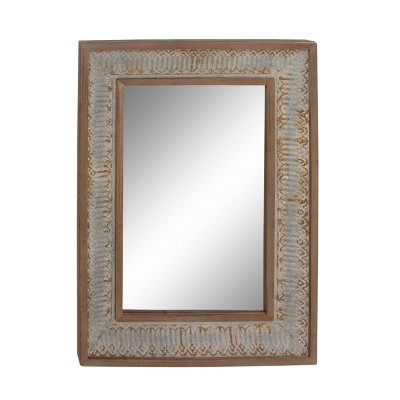 Farmhouse Wood Decorative Wall Mirror Gray - Olivia & May